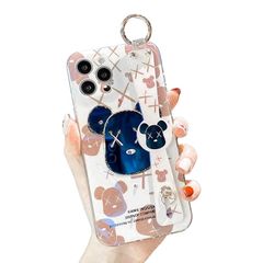 [신품] Arpe 귀여운 베어 브릭 카우즈 스마트 폰 케이스 iPhone 12 용 케이스 킥 스탠드 팔찌 실리카 겔 보호 커버 아이폰 12 용 케이스