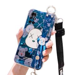 [신품] Arpe 귀여운 베어 브릭 카우즈 스마트 폰 케이스 iPhone 14 Pro 용 케이스 목걸이 스트랩 숄더 스트랩 휴대 스트랩 킥 스탠드 팔찌 실리카 겔 보호 커버 아이폰 14 Pro 케이스