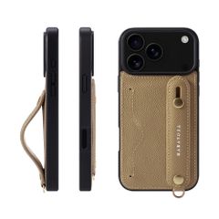 신품 HANATORA for iPhone 17 ProMax 케이스 가죽 내 충격 후면 벨트 카드 포켓 스마트 폰 케이스 스마트 폰 스탠드 기능 넥 스트랩 첨부 엠보스 레더 선물 마그넷 없음 토프 NCGH-17 ProMax-Taup