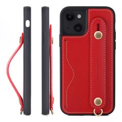 신품 HANATORA for iPhone 13mini 케이스 가죽 내충격 후면 벨트 스트랩 링 스마트폰 케이스 스마트폰 스탠드 기능 넥 스트랩 첨부 이탈리안 레더 선물 레드 CGH-13 Mini-Red