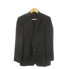 ヒューゴボス HUGO BOSS SELECTION テーラードジャケット 総裏地 シングル シャドーストライプ 48 M 黒 ブラック /CK4 ■GY18のサムネイル