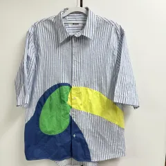 MSGM made inイタリア ブルー ストライプ パータン トゥー シャツ (40)のサムネイル
