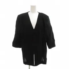 ジバンシィ GIVENCHY ノーカラージャケット 48 Vネック 7分袖 薄手 黒 ブラック /AE ■GY18のサムネイル