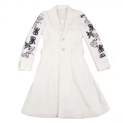 コムデギャルソン オムプリュスCOMME des GARCONS HOMME PLUS スリーブスタッズアイ貼り付けパイルロングコート 白黒XSのサムネイル