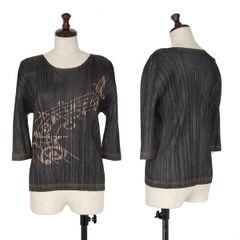 試着程度 極美品 PLEATS PLEASE 五分袖 トップス 音符柄 サイズ3 