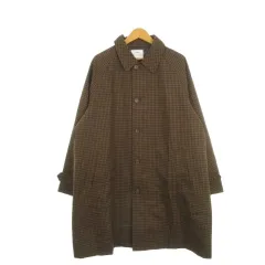 コーエン coen ステンカラーコート M 茶 ブラウン チェック柄 長袖 ラグラン /AH42 ■GY99のサムネイル