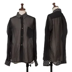 ブラックコムデギャルソンBLACK COMME des GARCONS製品染めドット切替シフォンシャツ 黒白Mのサムネイル