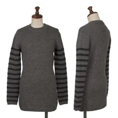 ジャンポールゴルチエ クラシックJean Paul GAULTIER CLASSIQUE ウールボーダースリーブローゲージニットセーター グレー紺40のサムネイル