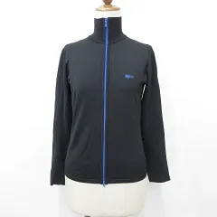 ヴィヴィアンタム VIVIENNE TAM ニット ジャケット 長袖 ジップアップ ロゴ ストレッチ 黒 青 ブラック ブルー 0のサムネイル