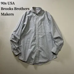 90s USA Brooks Brothers Makers　メイカーズ　BD　チェック　長袖シャツ　ブルックスブラザーズ　ホワイト　ブルー　16-5 古着