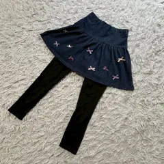 any FAM エニィファム 大人気 定番シリーズ 総柄リボン スカッツ デニムニット スカートパンツ 153-5. PR. FK. IW. 1337 130 キッズ ネイビー