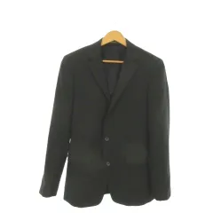 コムサメン COMME CA MEN ジャケット 上着 44 黒 ブラック ノッチドラペル ストライプ柄 長袖 /AO9 ■GY99のサムネイル