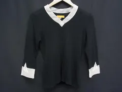 ■極美品■ MCM エムシーエム シルク100% 長袖 シャツ トップス 表記サイズ M 洋服 レディース ブラック系×アイボリー系 DD9714のサムネイル