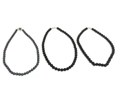 ■極美品~■ パール 天然石 等 フェイク含む GSILVER ネックレス アクセサリー 3点セット まとめ売り ブラック系×シルバー系 DD9756