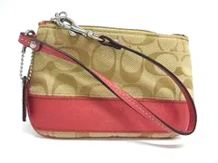 ■美品■ COACH コーチ シグネチャー キャンバス マルチポーチ マルチケース 小物入れ レディース ブラウン系×ピンク系 DN2719