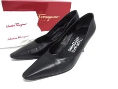 Salvatore Ferragamo フェラガモ レザー ヒール パンプス 表記サイズ 6 1/2 (約24cm) 靴 シューズ レディース ブラック系 DN2636