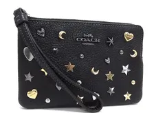 ■美品■ COACH コーチ CCJ75 ハート スター 星 マルチポーチ マルチケース 小物入れ レディース メンズ ブラック系 DN2739