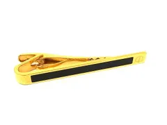 ■美品■ dunhill ダンヒル ネクタイピン タイクリップ アクセサリー ビジネス 紳士 メンズ ゴールド系×ブラック系 DN2539