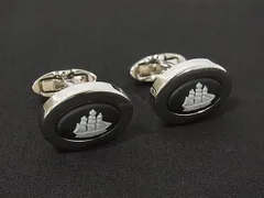 WEDGWOOD ウェッジウッド ジャスパー カフスボタン カフリンクス ビジネス 紳士 メンズ シルバー系×ブラック系 DN3163のサムネイル