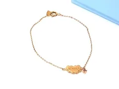 ■美品■ 4℃ ヨンドシー SV925 カラーストーン ハート ブレスレット アクセサリー レディース ピンクゴールド系 DN3503のサムネイル