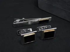 LONGINES ロンジン SV900 オニキス タイピン タイクリップ カフリンクス 2点セット シルバー系×ブラック系 DN3414のサムネイル