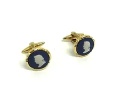 WEDGWOOD ウェッジウッド ジャスパー カメオ カフスボタン カフリンクス アクセサリー メンズ ゴールド系×ブルー系 DN3892のサムネイル