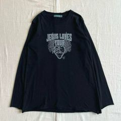 00s y2kレイヤード風フロッキープリントロンT Lチャコール - メルカリ