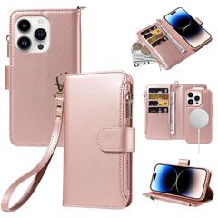[신품] [DBWYPY] 적용 iPhone 14 Pro max 수첩 형 케이스 Magsafe 대응 2in1 분리식 분리 자유 충격 흡수 고급 PU 가죽 이 phone14promax 휴대 커버 지갑 형 카드 수납 스탠드 기능 마그넷 내장 RFID
