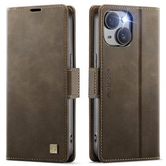 [신품] Pepmune iPhone 14/iPhone 13용 케이스 수첩형 스마트폰 케이스 PU 레더 카드 넣어 카드 수납 사이드 마그넷식 휴대 케이스 스탠드 기능 전면 보호 내충격 내마찰 상처 방지 충격 흡수 접는 지갑형 커버(짙은 차)