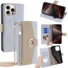 [신품] Yumena 가죽 케이스용 iPhone 16 Pro Max 대응 수첩형에 적합 아이폰 16 Pro Max용 케이스 휴대 커버 스마트폰 케이스 지갑형 카드 수납 카메라 보호 스탠드 기능 스트랩 첨부 내충격 상처 방지 전면