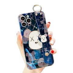 [신품] Arpe 귀여운 베어 브릭 카우즈 스마트 폰 케이스 iPhone 14 용 케이스 킥 스탠드 팔찌 실리카 겔 보호 커버 아이폰 14 용 케이스