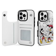 [신품] GGODDCASE iPhone 16 Pro 용 케이스 수첩형 미키 마우스 만화 캐릭터 귀여운 패션 가지고 쉽고 가죽 경량 보호 케이스 (iphone 16 Pro 용)