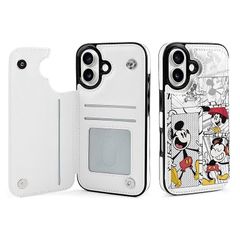 [신품] GGODDCASE iPhone 16 용 케이스 수첩형 미키 마우스 만화 캐릭터 귀여운 패션 가지고 쉽고 가죽 경량 보호 케이스 (iphone 16 용)