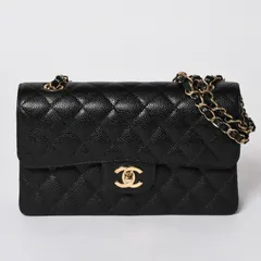 新品同様 CHANEL シャネル マトラッセ23 Wフラップ Wチェーンショルダーバッグ 8番台 ココマーク キャビスキン 中古 4a002996