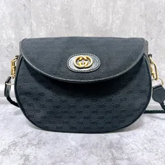 【GUCCI】グッチ GG柄ショルダーバッグ ショルダーバッグ アクセサリーボーチ キャンバス×レザー レディース ブラック 黒色 ゴールド金具 GGキャンバス インターロッキングロゴ オールドグッチ ヴィンテージバッグ