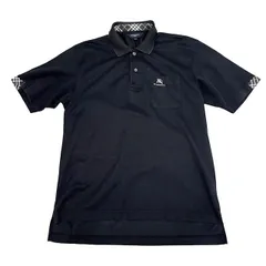 古着 バーバリーゴルフ BURBERRY GOLF 半袖 ポロシャツ クリーニング済み 黒 チェック柄 メンズ Lサイズのサムネイル