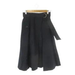 ブルーレーベルクレストブリッジ BLUE LABEL CRESTBRIDGE オーバースカート ラップスカート ベルト フレア ロング 36 紺 ネイビー /CK58 ■GY99