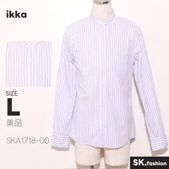 美品 ikka トップス シャツ　長袖　バンドカラー　ストライプ柄　綿100％