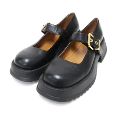 MARNI マルニ サイズ:38(25.0cm) | メリージェーン フラットシューズ | 厚底 ストラップ チャンキーヒール ロゴ 牛革 | ブラック ゴールド 黒 | イタリア製 ブランド シューズ 靴【レディース】【中古】のサムネイル
