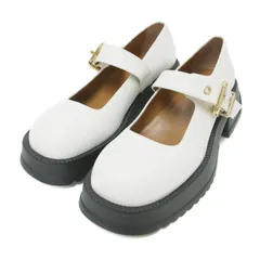 【新品】MARNI マルニ サイズ:38(25.0cm) | メリージェーン フラットシューズ | 厚底 ストラップ チャンキーヒール ロゴ 牛革 | ホワイト ゴールド | イタリア製 ブランド 靴【レディース】のサムネイル