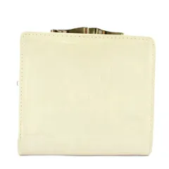 ハナエモリ HANAE MORI 財布 二つ折り がま口 エナメル レザー ロゴ 型押し アイボリー /XZ ■GY17のサムネイル