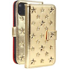 [신품] iphone 용 12 케이스 수첩 세련된 스터드 귀여운 아이폰 12 아이후 12 케이스 iPhone 12 멋진 커버 수첩 형 금 골드 amo2463