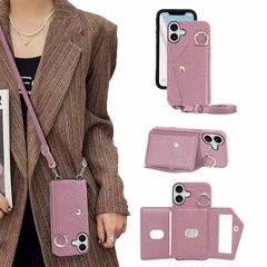 [신품] Dahimomo For iPhone 17 케이스 수첩형 아이후온 17 케이스 숄더 배면 카드 수납 스마트폰 케이스 iphone 17 스탠드 기능 화장 거울 아이폰 17 커버 스트랩 어깨걸이 거울 첨부 휴대 케이스 아이폰 17 전면