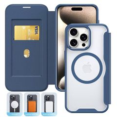 [신품] Sursuni iPhone 13 Pro Max용 케이스 클리어 수첩형 MagSafe 대응 무선 충전 마그넷 탑재 카드 수납 아이폰 13 프로 맥스 커버 백 패널 투명 지갑형 도난 방지 브러쉬 기능 방진 경량 얇은