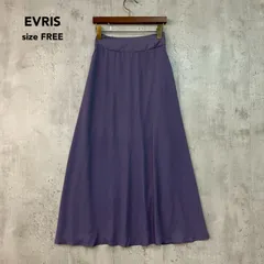 EVRIS エヴリス F パープル バックスリットロングスカート ロングスカート マキシ丈 ボトムス Aライン フレア ウエストギャザー シャーリング 無地 ポリエステル カジュアル モード シンプル 綺麗め 上品 清楚 ★ ■◆のサムネイル