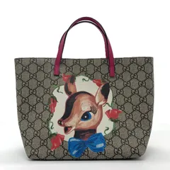 グッチ ミニトートバッグ ヒグチユウコ チルドレンズ バンビGGスプリーム ピンク ベージュ ブラウン 410812 GUCCI Aランク 中古のサムネイル