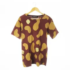 メルシーボークー mercibeaucoup Tシャツ ラウンドネック クルーネック 丸首 半袖 プリント ラメ 変形ドット 茶 ブラウン /CK4 ■GY99のサムネイル