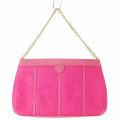 ケイトスペード KATE SPADE ハンドバッグ カゴバッグ 天然素材 レザー 革 チェーン ロゴ ピンク /CK26 ■GY99のサムネイル