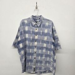 TIGRE BROCANTE 半袖シャツ チェック柄 ブルー L - メルカリ