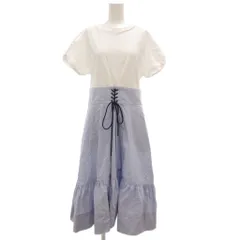 3.1 フィリップリム 3.1 phillip lim ワンピース 半袖 フレア ロング レースアップ 切替 S 白 ホワイト 青 ブルー /GV ■GY30のサムネイル